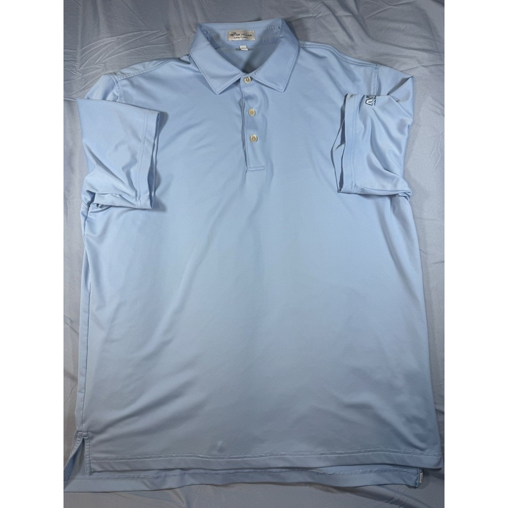 Peter Millar Summer Comfort  Men's Light Blue Short Sleeve Polo Shirt Size Large